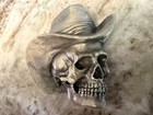Vintage 1981 Bergamot Brass Works Cowboy Skull Hat Belt Buckle  W-60