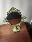 Vintage Art Noveau Solid Brass Ornate Swivel Vanity Mirror-14 high X 11 widest