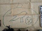 Vtg Primitive Halloween Pumpkin Crow Hooking Rug Kit By Sue Jones   
