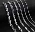 4mm Diamond Cut Solid 925 Sterling Silver Italian Rope Chain Men s Necklace