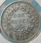  uq9 old  East India Company 1840 Victoria Silver Rupee Indian Head 11 6gm