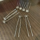 Flowers Set Of 8 Bridal Rhinestone Hair Pins Wedding Bridesmaids Sparkle Silver