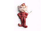 Vintage Set Of 3 Japan Christmas Glitter Pixie Elf Figures  Mcm 