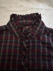 Vintage Pigelle Victorian Style Plaid Button Up Blouse