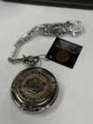 Franklin Mint Harley Davidson Eagle Pocket Watch W  Chain Leather Case Works  20