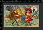 Strange Sights Are Seen On Halloween 1910 Owl Moon Jol Black Girl 6505 Postcard