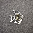Signed Vintage Danecraft Brooch Two-tone Double Fish Pin Great Condition