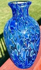 Art Glass Vase Blue   Green   White Swirled Design 9   