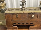 Antique Vintage Large Wood   Turkish Brass Shoe Shine Box