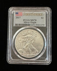 2017 American Silver Eagle  1 Pcgs Ms70 First Strike Flag Label