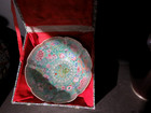 Signed Chinese Famille Rose Style Eggshell Porcelain Bowl With Fitted Box