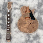 Diy Electric Guitar Kit Single Cutaway Burl Top Mahogany Body Neck Full Hardware