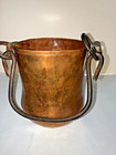 Antique Hand Hammered Copper Pail W iron Handle 5 5  X 5 5 