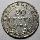 Newfoundland 1904h Silver 20 Cents  Old Date King Edward Vii  d147 