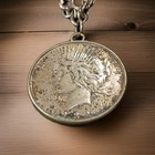      Vintage 1922 Us Peace Silver Dollar Coin Statement Bracelet     