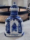 Vintage Gzhel Russian Hand Painted Vodka Decanter And Two Cups
