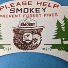 Vintage Smokey Bear Sign Topper - Forest Service Porcelain License Plate Topper