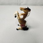 Vintage Porcelain Horse Figurine Brown White Reaching Japan Bone China