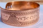 Masonic Pure Copper Wristband Large Master Mason  With Pyramid Symbols 