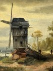 Antique 19th Century European Landscape Oil Painting Old Europe Seascape 1880s