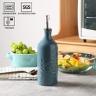 Sweejar Ceramic Olive Oil Dispenser Bottle  20 Oz Relief 20 Ounces  Fog Blue 