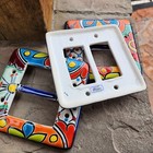 Mexican Talavera Pottery Double Rocker Light Switch Cover Multicolored Folk Art