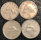 4 Very Nice 1972 Jamaica 5 Cents Crocodile Coin-apr213