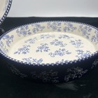 Temp-tations By Tara Floral Lace Cobalt Blue Pie Plate Ovenware 9  Round Ceramic