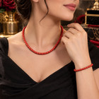 A Luxurious Necklace And Bracelet Set Made Of Genuine  Natural Italian Coral 