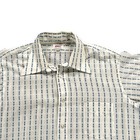 Vintage Enro Dress Shirt Adult Large White Blue Geometric French Cuffs Disco 70s