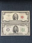 1953a  2 Red Seal Star Note   1934a  5 Federal Reserve Note     Pair