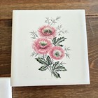 Vintage Ceramic Tiles Florals 4 5  x 4 5  Made In Canada Set Of 5