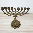 Vintage Hanukkah Menorah 9 5    Solid Brass 8 Branches Jewish Israel Judaica Heavy