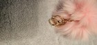 Pink  Faux Fur Pom Pom 4  Bag Charm Keychain  Ring