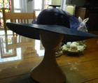 Gorgeous Navy Blue Kentucky Derby Hat With Bow In Back Church Dress Up