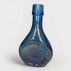 Charles Evan s Hughes Vase Decanter Iridescent Blue Wheaton Carnival Glass 8 