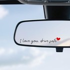 4pcs Car Decal decorative Rearview Mirror Sticker i Love You Ily-black red