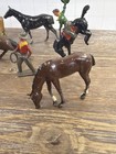 Lot Of 6 Vintage Lead Figures    Marked England Horses Cow Cowboys
