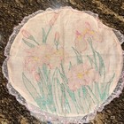 Antique Floral Edwardian Lace Pink Pillow Cover Decor Hand Embroidery