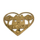 Brass Heart Wall Decor Vintage Welcome Gold Hanging