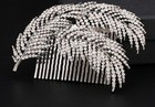 Elegant Bridal Wedding Hair Comb Three Rhinestone Leaves Headpiece  Fascinator