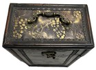 Wood Wine 2 Bottle Holder Hinged Storage Metal Grape Accents Handle Clasp
