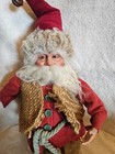 Vtg Primitive Santa Claus Doll 16  Ceramic Face Hands Boots Christmas Decor