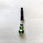 Green Bead Universal Cell Phone Charm Anti Dust Proof Plug Ear Cap Jack Handmade