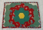Vintage Patchwork Quilt Table Topper  Flower Garden  Floral Calicos  30   s  Red