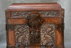 11  Old China Huanghuali Wood Dynasty Carved Dragon Drawer Jewelry Box Cabinet