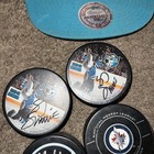 San Jose Sharks Signed Puck Lot Marc-edouard Vlasic Sj Sharkie Autographed Hat