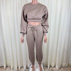 Zenana 2 Pcs Crop Sweatshirt Tracksuit Jogger Pants Set Outfit Active Lounge Lg
