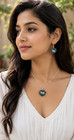 Vintage Jewelry Sets For Women Silver Plated  Aquamarine Pendant Or Earrings Set