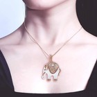 Kemstone Rose Gold Tone Ivory Elephant Pendant Necklace Women Jewelry  15 Inche